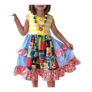 Girls size 6 back to school Picture dress, girls first day of school handmade​